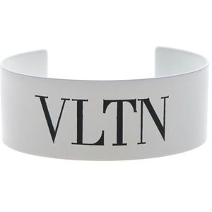 Valentino Garavani VLTN Cuff Bracelet White Metal New